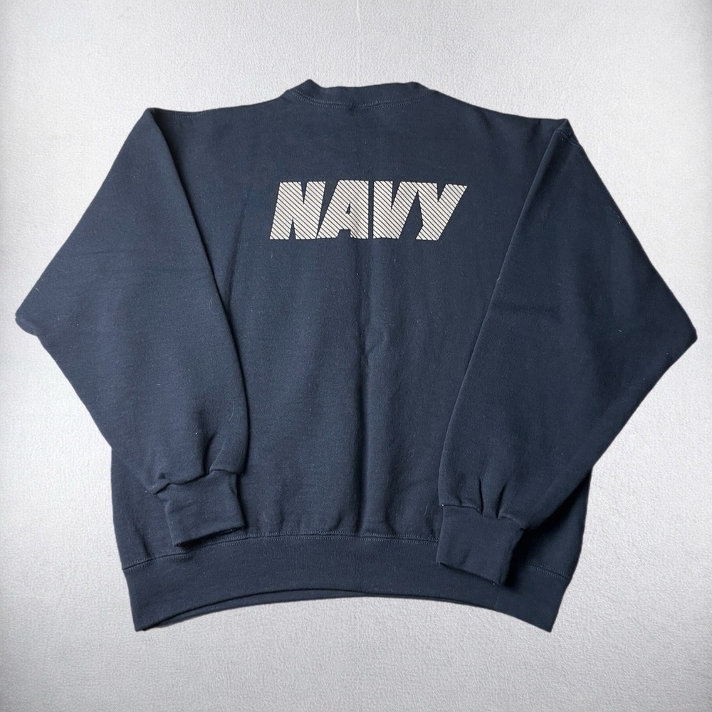Vintage US Navy Sweatshirt Mens Large Soffe Navy Blue Reflective Graphic USA